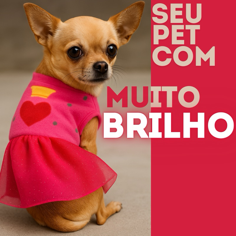 1 Vestido pet  Premium - Com dois foros e muito brilho, muito confortável- seu pet vai amar. Roupa pet- Roupinha pet.