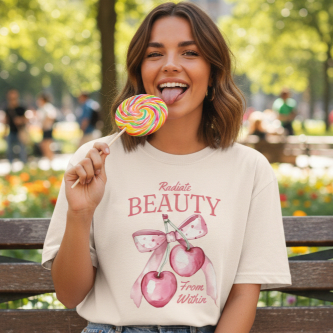 Camiseta Feminina Personalizada Oversized Cereja Cherry Bomb Vibe Streetwear