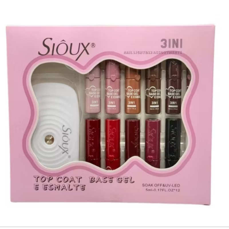 Coleção coração com 12 esmaltes em Gel + Cabine LED Sioux em Oferta na Shopee