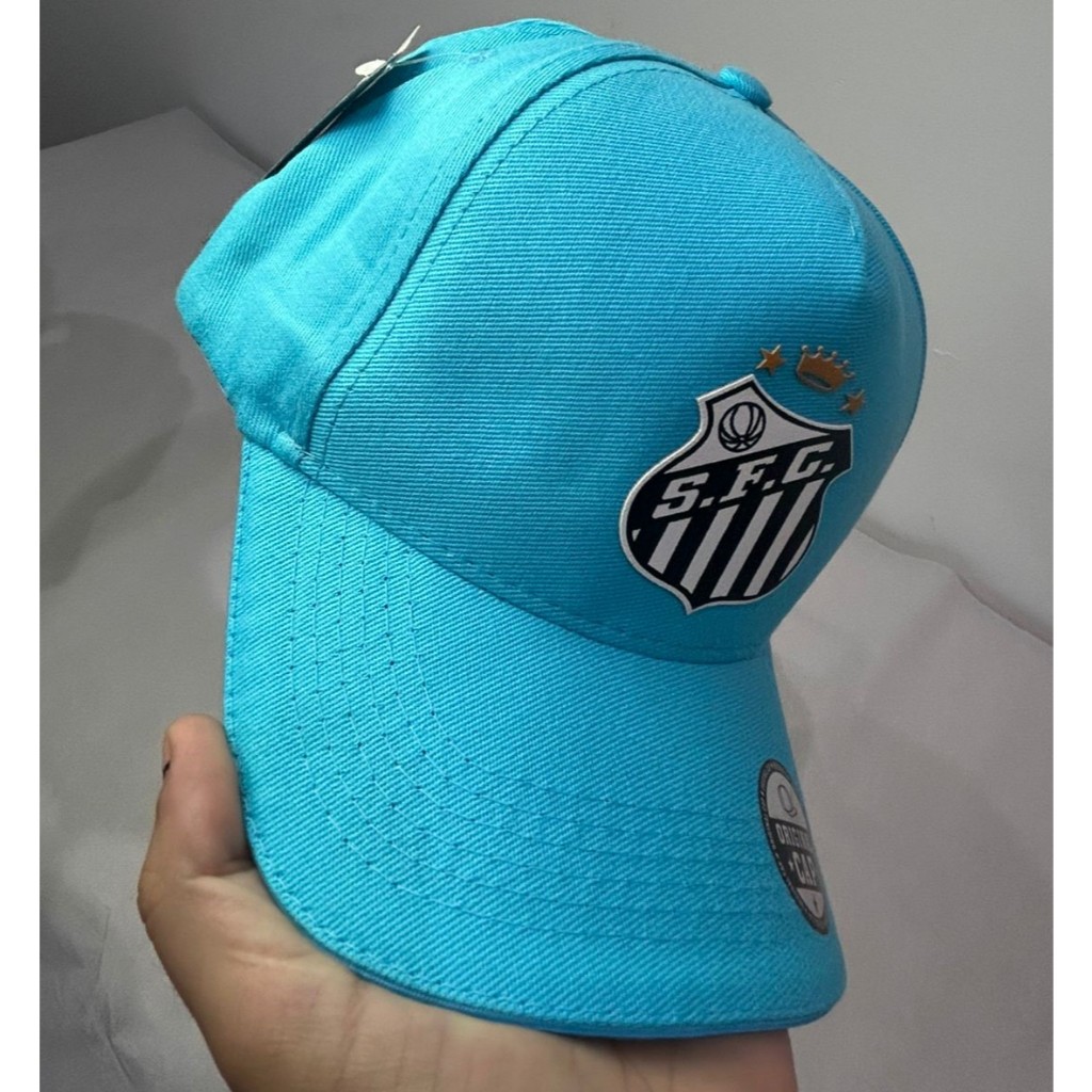 Boné azul santos Bordado Aba Curva Ajustável