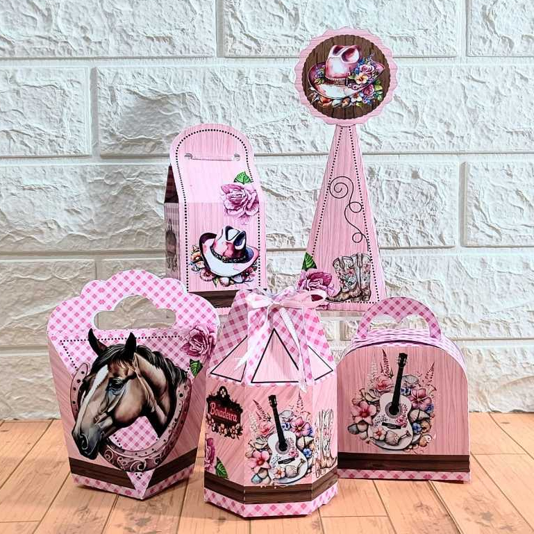 Caixias para Lembrancinhas Boiadeira Infantil Country Cowgirl Kit Festa de Aniversário Personalizados Ana Castela