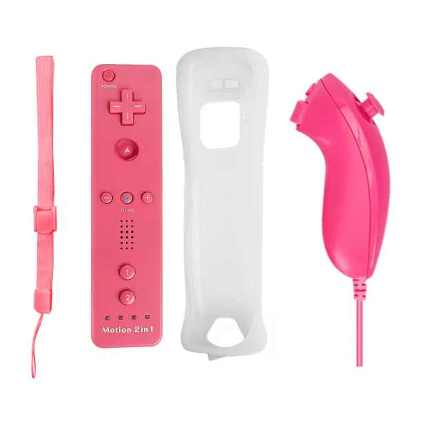 Controle Wii Remote Plus + Nunchuk Rosa - Funcional No Wii U - Novo