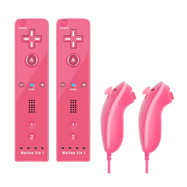 Par De Controles Wii Remote Plus + Nunchuk Cor Rosa - Novos