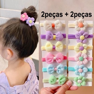 24 Pçs Laços De Cabelo Elásticos Altos Crianças Flor Arco Headbands Faixas . em Oferta na Shopee
