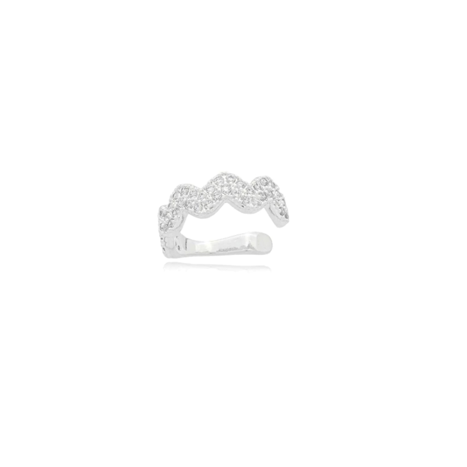 Piercing fake zig zag cravejado a prata 925 em Oferta na Shopee