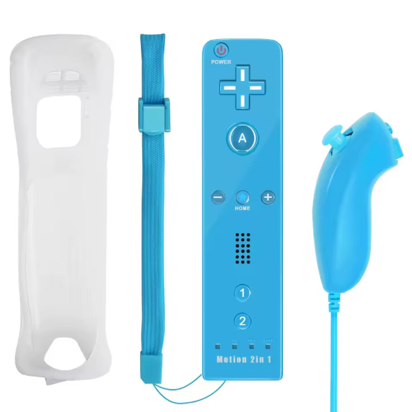 Controle Wii Remote Plus + Nunchuk Azul - Funcional No Wii U