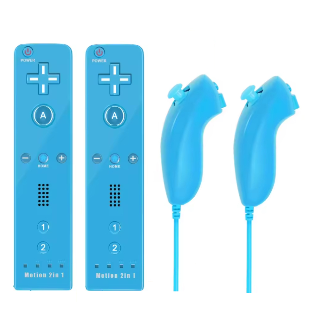 Par De Controles Wii Remote Plus + Nunchuk Cor Azul - Novos