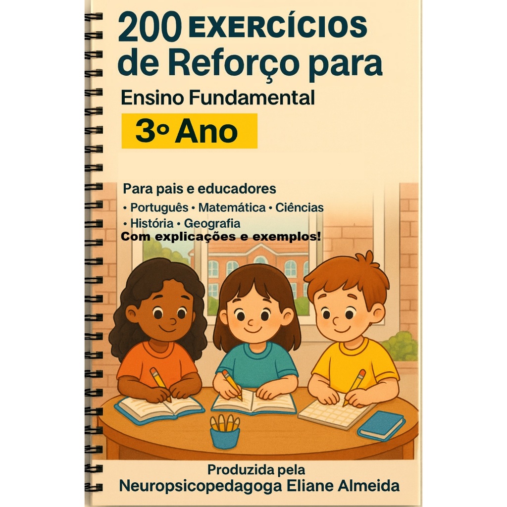 Apostila de Reforço escolar 3° Ano Fundamental Mais de 200 exercícios de Port/Mat/Ciê/Hist/Geo em Oferta na Shopee