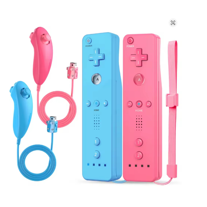 Par de Controles Wii Remote Plus + Nunchuk Azul e Rosa - Funcional No Wii U - Novos