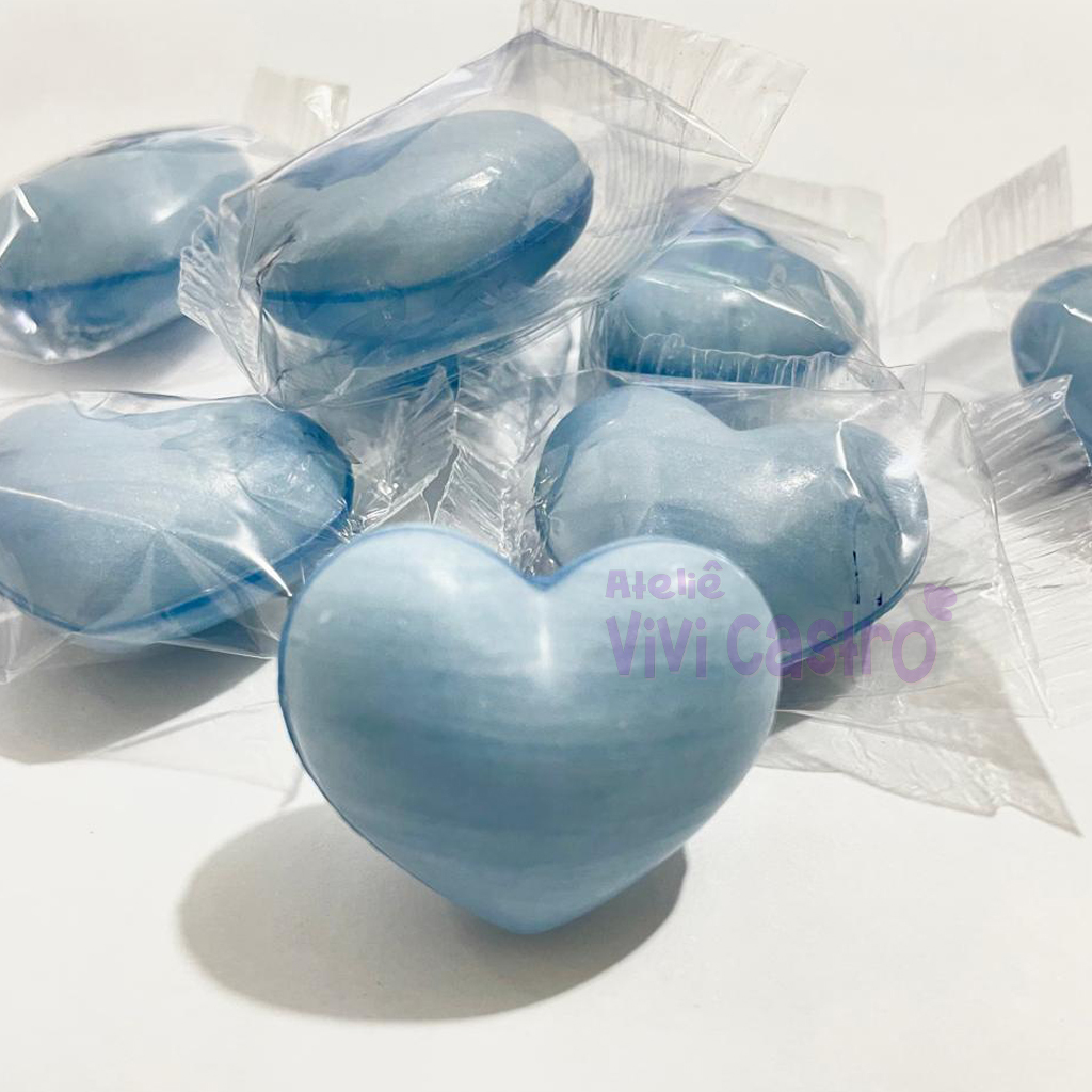 10|20|30 -  Mini Sabonete Coração Azul Claro Serenity