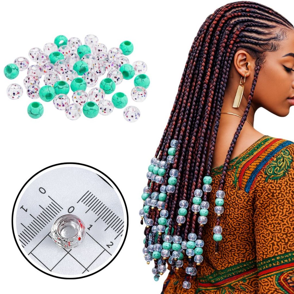 Miçangas Para Cabelo 50 Unid Tranças Afro, Twist, Box Braids, Acessórios Afro