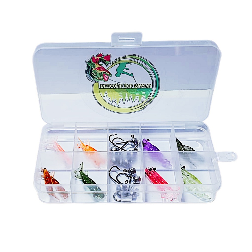 KIT CAMARÃO ARTIFICIAL 3cm 26 UNIDADES COM ESTOJO ULTRA LIGTH