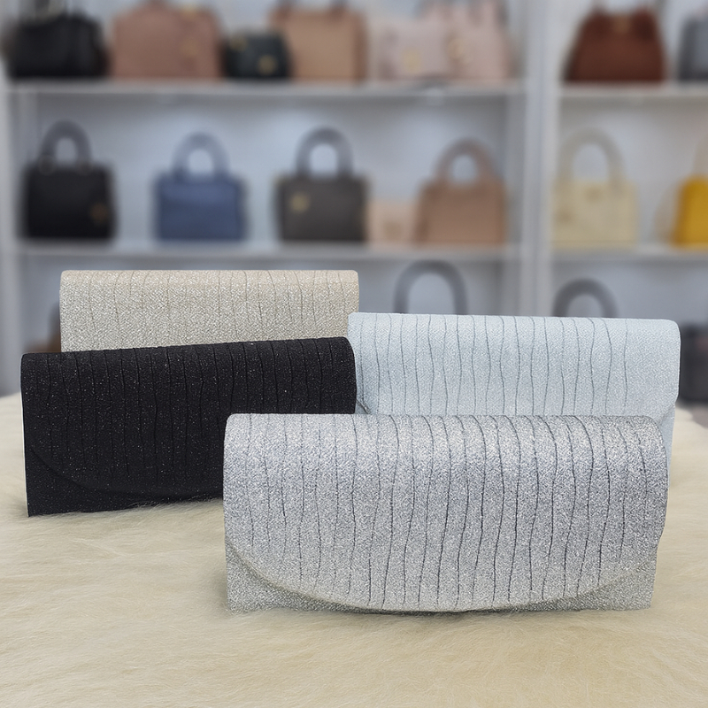 Bolsa Feminina Clutch Festa Brilho Gliter Carteira De Mão Luxo Casamento Alça Transversal Corrente Social Formatura