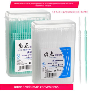 Escova Interdental Descartável 200Pcs - Cabeça Dupla para Higiene Oral e Limpeza Dentária