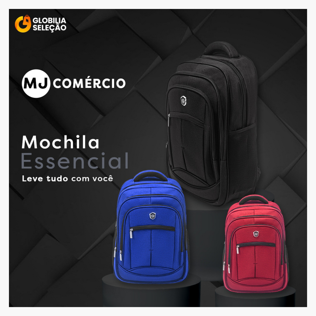 Mochila Notebook Escolar Executiva Masculina Feminina Bolsa Resistente MA0717-PL