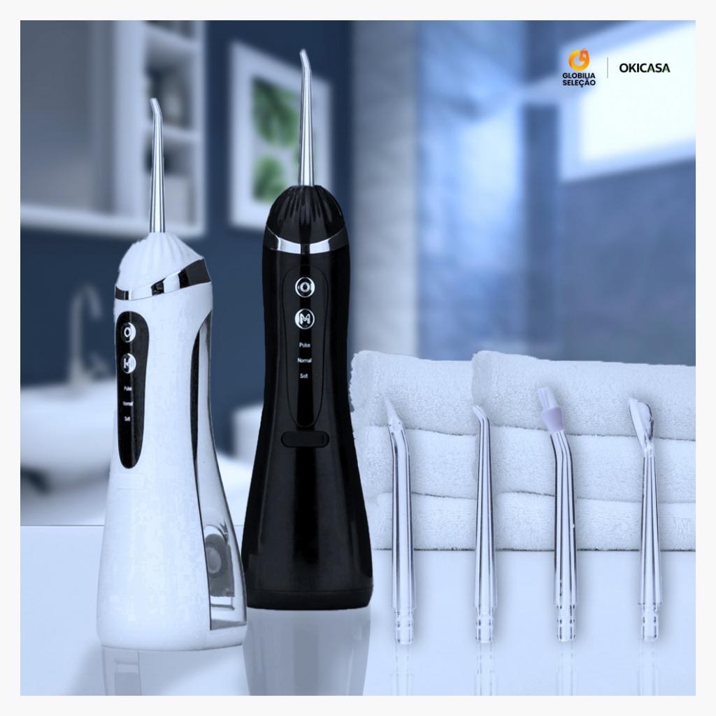 Irrigador Dental Oral Portátil 200ML Carregável 3 Modos Branco Preto Disponpiveis FLD1112