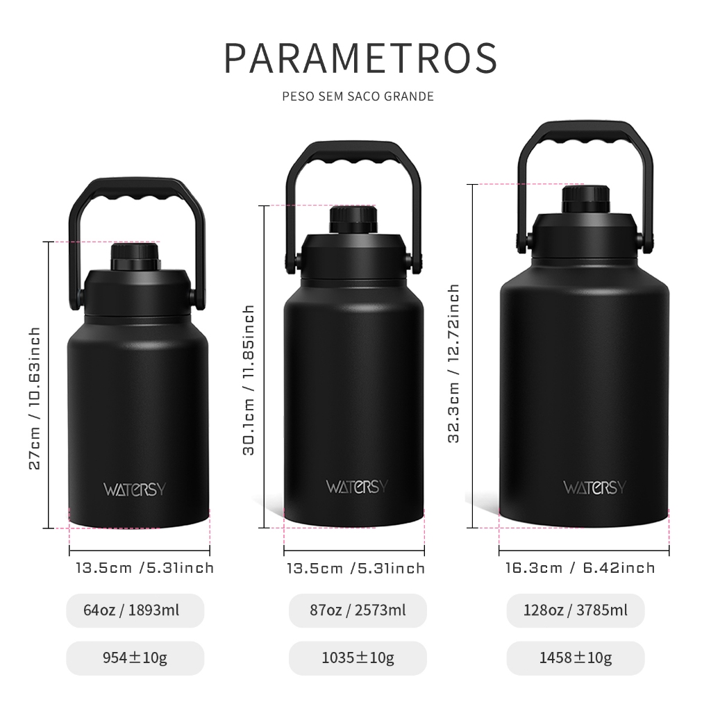 Garrafa Térmica De água 1890ML 2537ML 3795ML Aço Inoxidável Bolsa de Armazenamento · foto 2