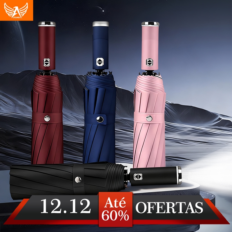 Altomex Guarda-chuva dobrável com iluminação LED integrada, mecanismo automático de abertura/fecho em Oferta na Shopee