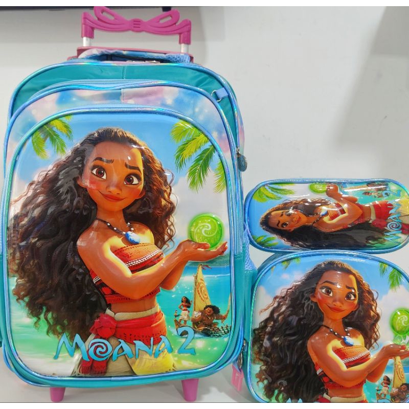 KIT MOCHILA ESCOLAR INFANTIL MENINO MOANA 3D/ MOANA 3D/COM RODINHAS/KIT MOCHILA+LANCHEIRA+ESTOJO/MODELO 2026 EM 3D