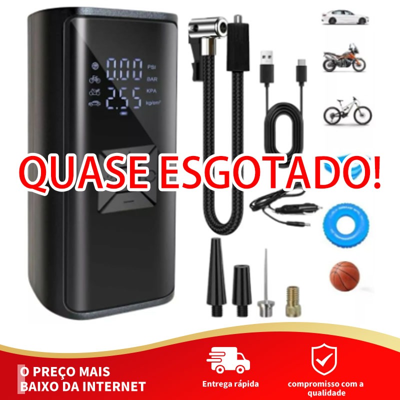 Bomba de Ar Portatil Compressor Inflator Multi-função 2 em 1 PowerBank 8kmah Bateria Calibrador de Carro Auto Pneu