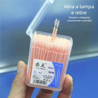 Escova Interdental de Fio 200Pcs - Cabeça Dupla Descartável para Higiene Dentária