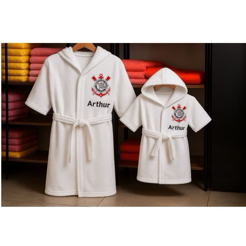 Roupão de Time Personalizado Saída de Banho Piscina Infantil Atoalhado Com Capuz em Oferta na Shopee