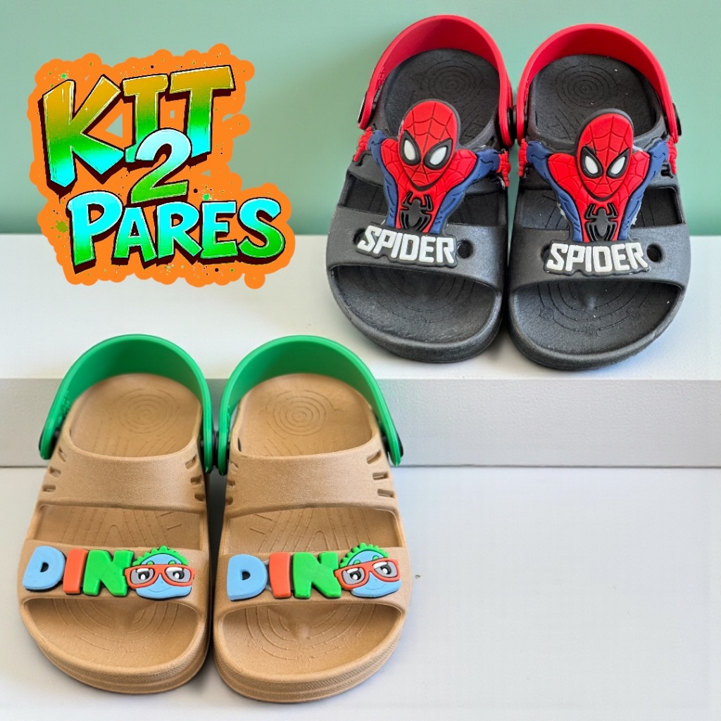 Kit 2 Pares ou Avulso Sandália Papete Infantil Menino Super Leve e Confortável em Oferta na Shopee