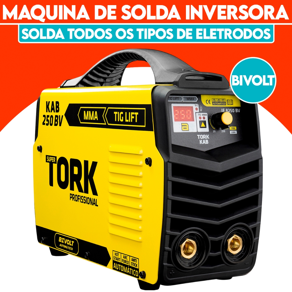 Maquina De Solda Inversora Kab 250 Bivolt Mma Tig Lift Tork