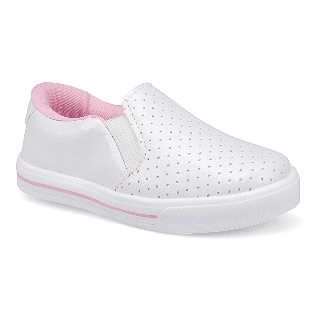 Tênis Feminino Infantil Slip On Branco Pérola 22440 Pequito em Oferta na Shopee