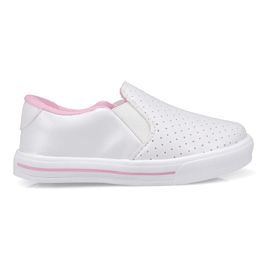 Tênis Feminino Infantil Slip On Branco Pérola 22440 Pequito