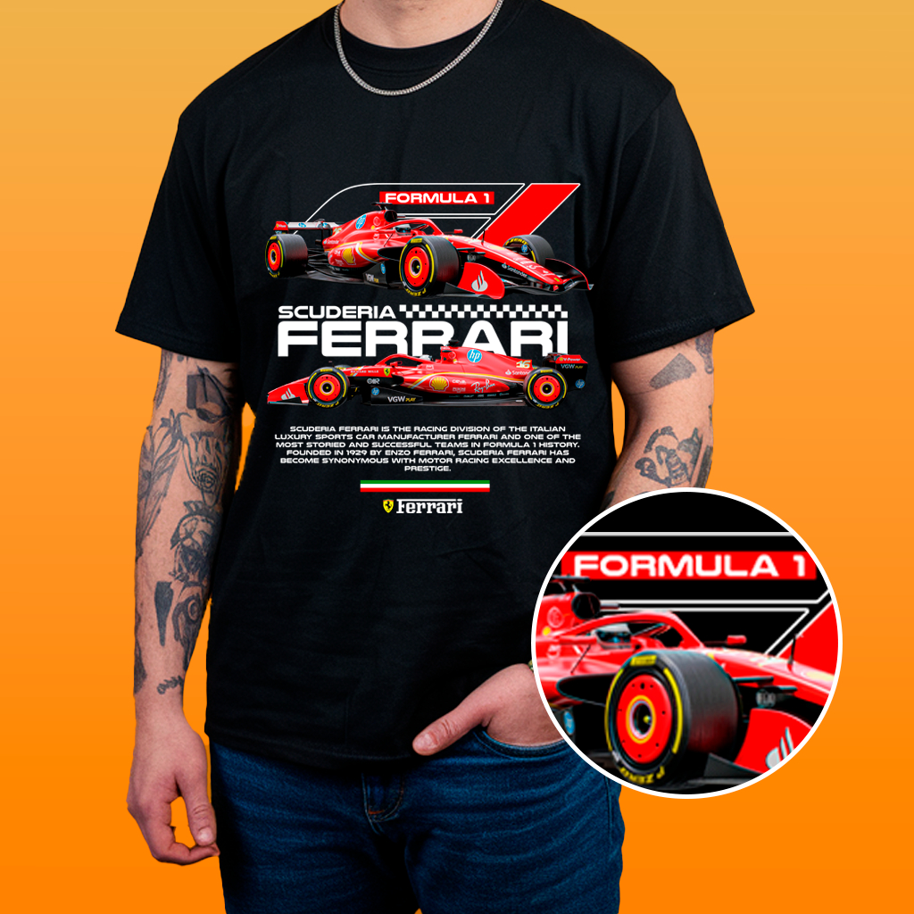 Camisa Estampa de Carro - Ferrari 12 Algodão 30.1
