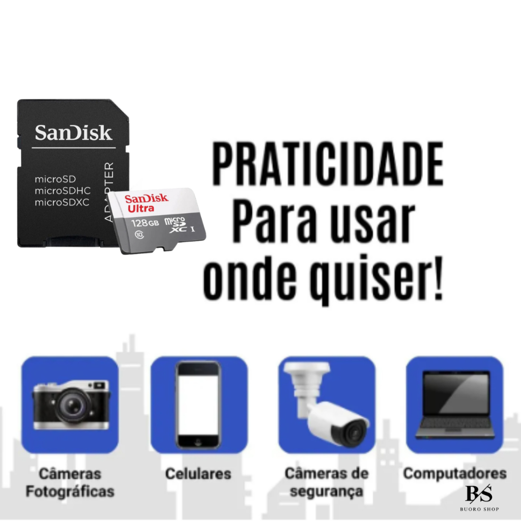 Cartão de Memoria MicroSD Ultra 64GB 128GB Classe 10 - detalhe