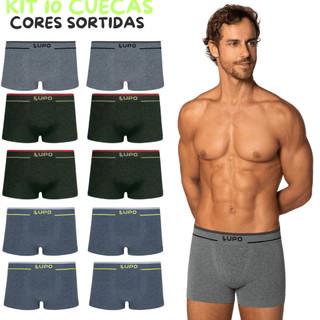 Kit 5 ou 10 Cueca Boxer Lupo Microfibra Sem Costura Original Confortável Não Machuca