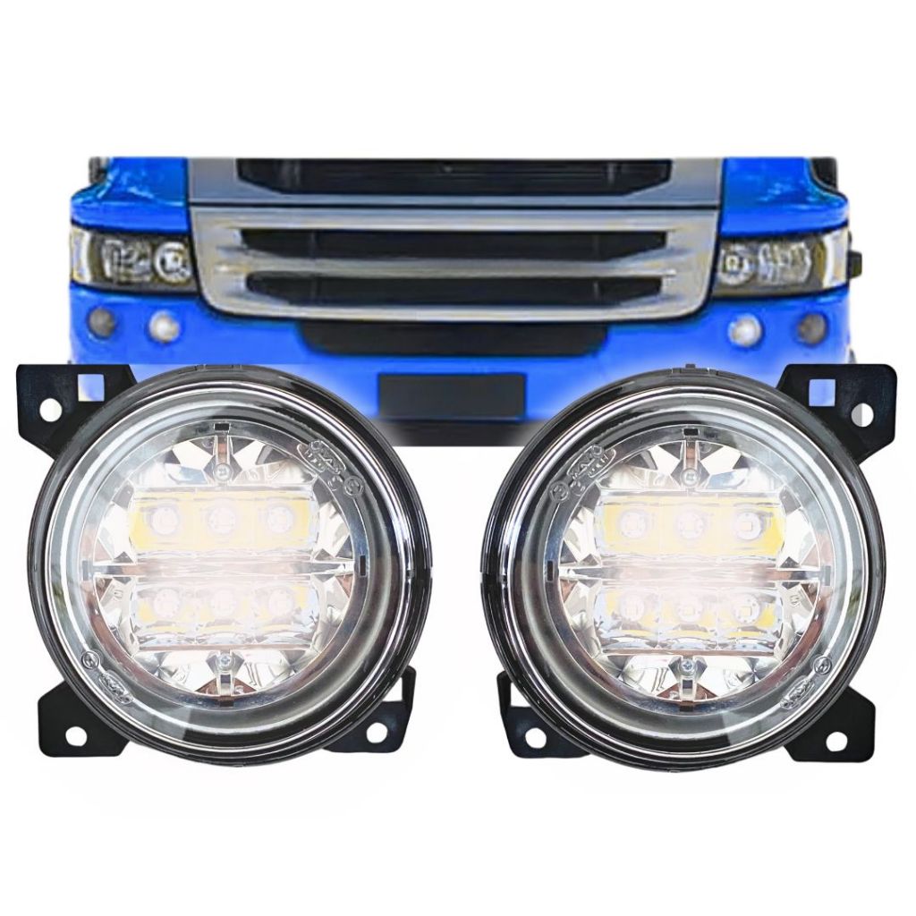 Par Farol Auxiliar Milha Interno Led 24v Lente Policarbonato Para Caminhão Scania Todos S5 em Oferta na Shopee