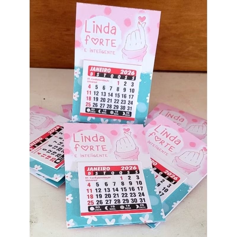 10, 25 ou 50 Mini Calendário de Mesa   2026 BRINDES Mimo Clientes Corporativo Fim de Ano Personalizado