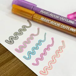 8 Canetas Marcador Outline Efeito Dual Color Caneta Brush Lettering Caneta Metalizada Marca Texto