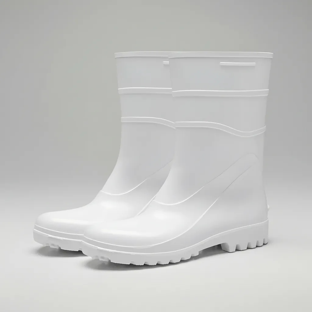 Bota Galocha PVC de Segurança Impermeável Cano Curto Antiderrapante Branca Sem Forro Bracol CA 37456