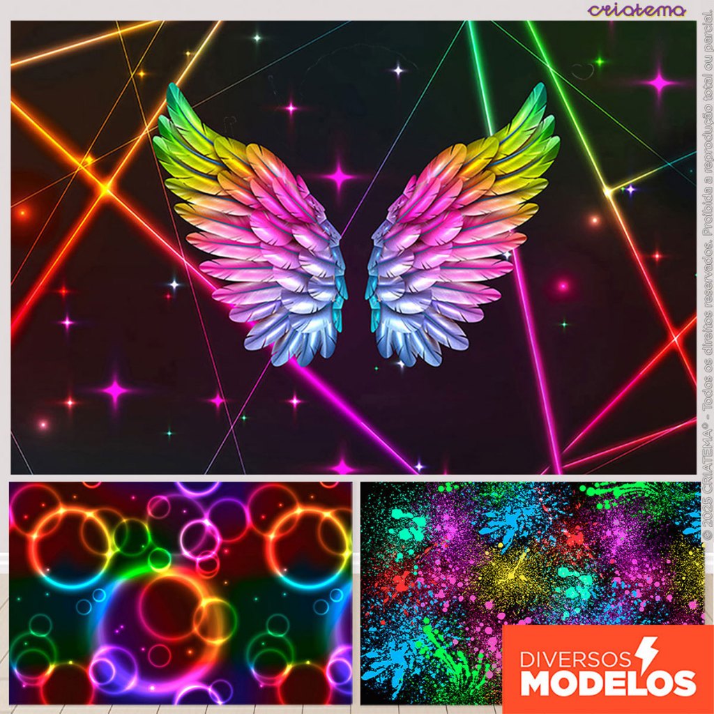 Painel de Festa Neon Balada Retangular Horizontal Sublimado 3D Em Tecido em Oferta na Shopee