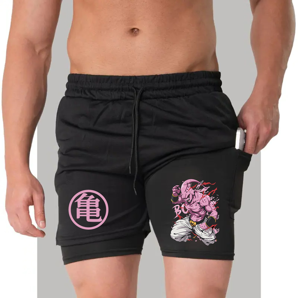 Bermuda Masculina Dry Fit Dupla com Forro Compressão e Bolso para Celular