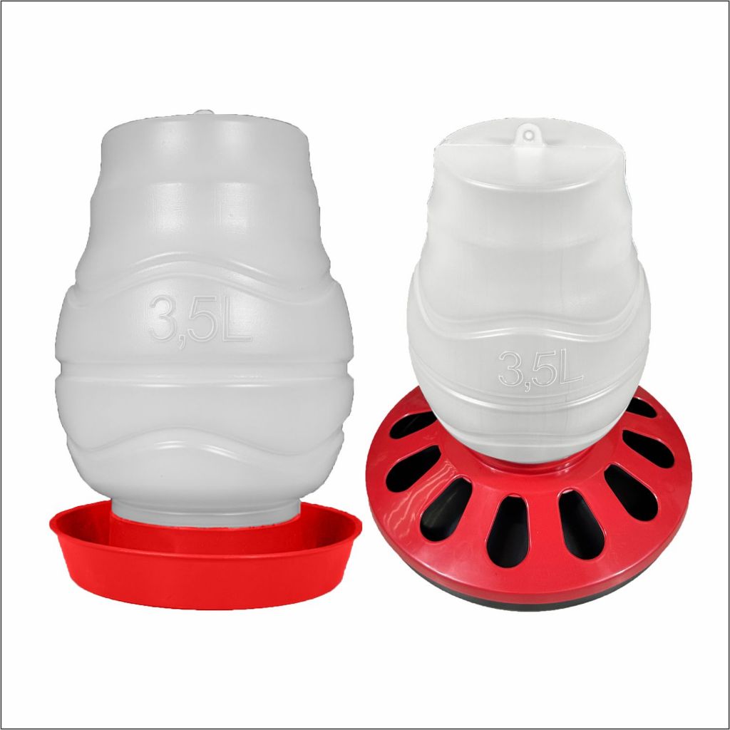 Kit Comedouro 2,7kg 12 Furos + Bebedouro 3,5lts Aves Galinha Codorna