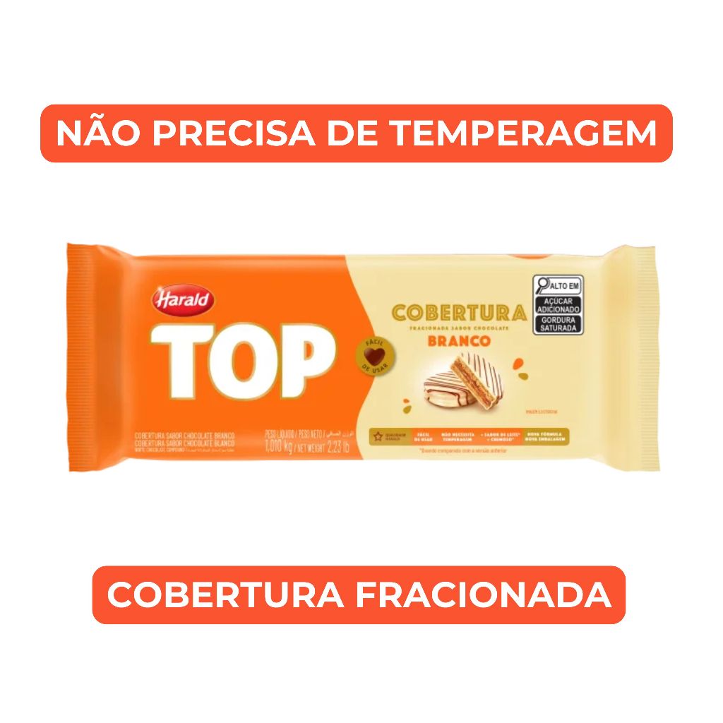 Cobertura Top Branca Harald Barra 1,01kg Chocolate Branco Para Confeitaria e Ovos de Páscoa em Oferta na Shopee