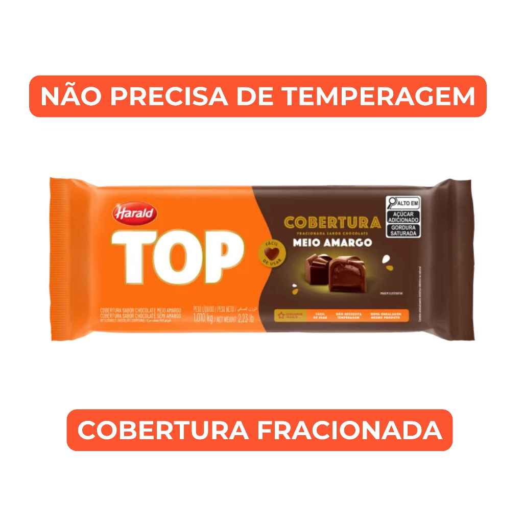 Barra Harald Top Meio Amargo 1,01kg Cobertura Premium Para Doces Trufas Bombons e Ovos em Oferta na Shopee