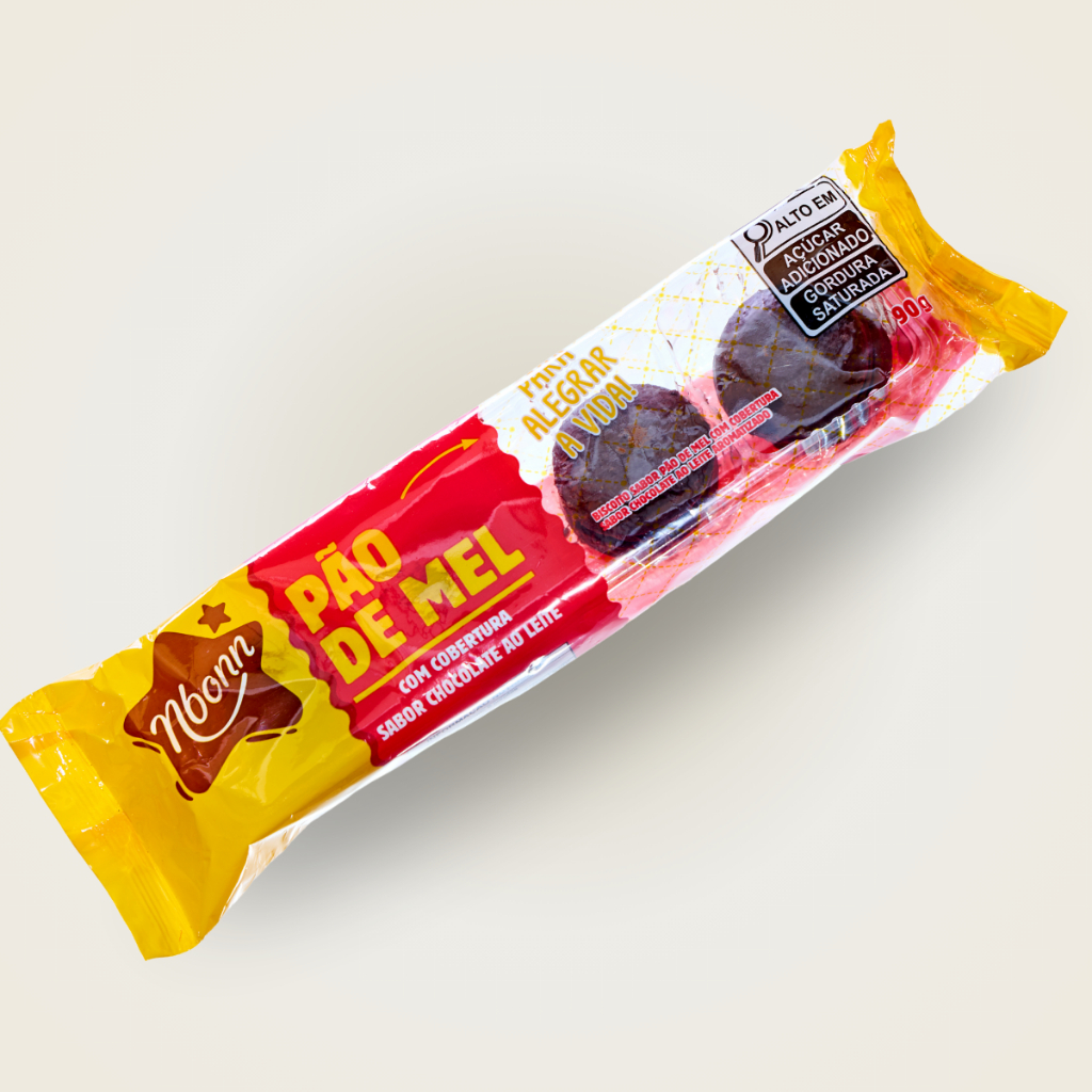 Pão de Mel Coberto com Chocolate ao Leite Nbonn Pacote com 90g Bolacha Doce