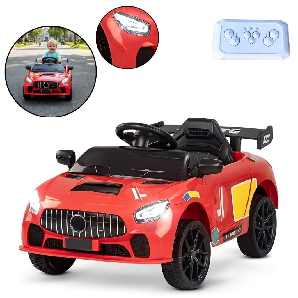 Mini Carro Elétrico Infantil Esportivo 12V Vermelho Com Controle Remoto Função Música E Luzes LED - Importway em Oferta na Shopee