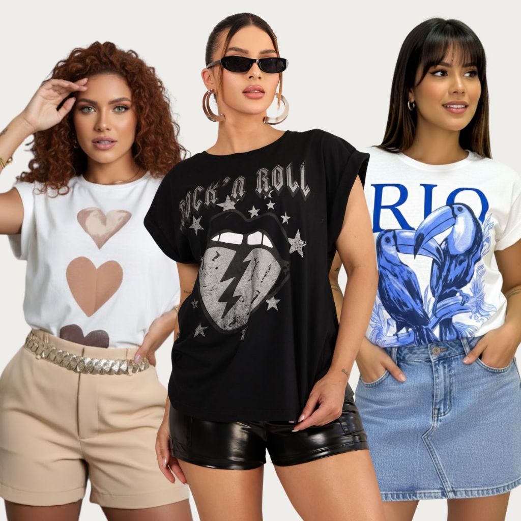 Blusa Feminina Manga Japonesa Varias Estampas  100% Algodão Entrega Rápida em Oferta na Shopee