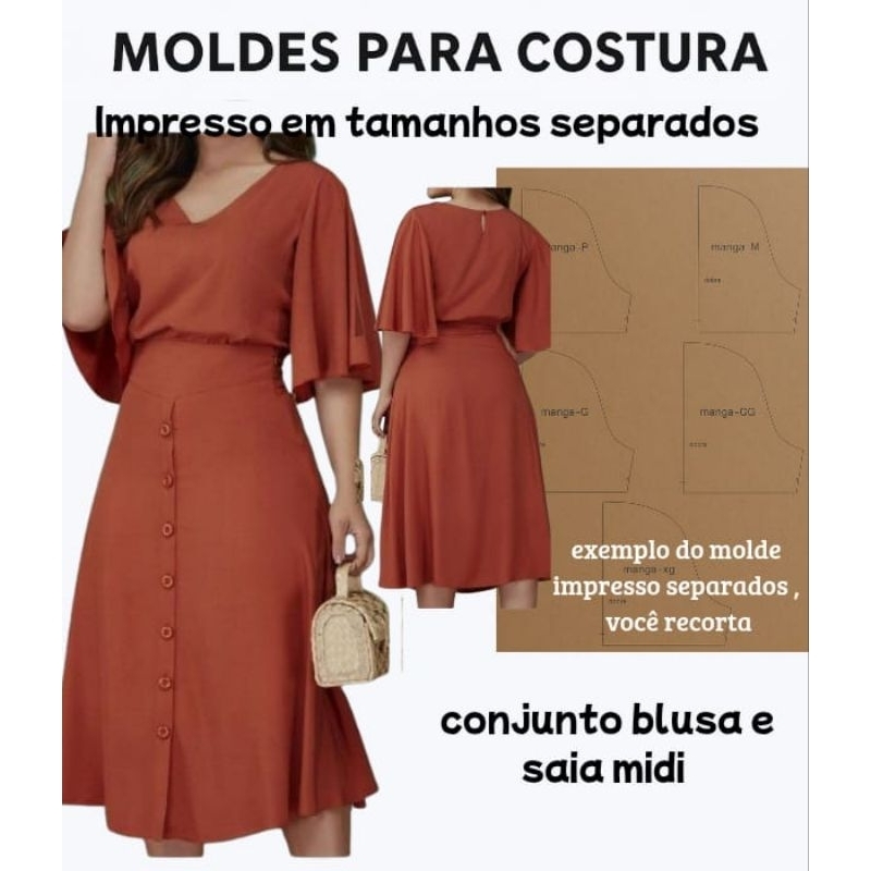 Modelagem Conjunto Midi feminino em kraft para recorte 1528 em Oferta na Shopee