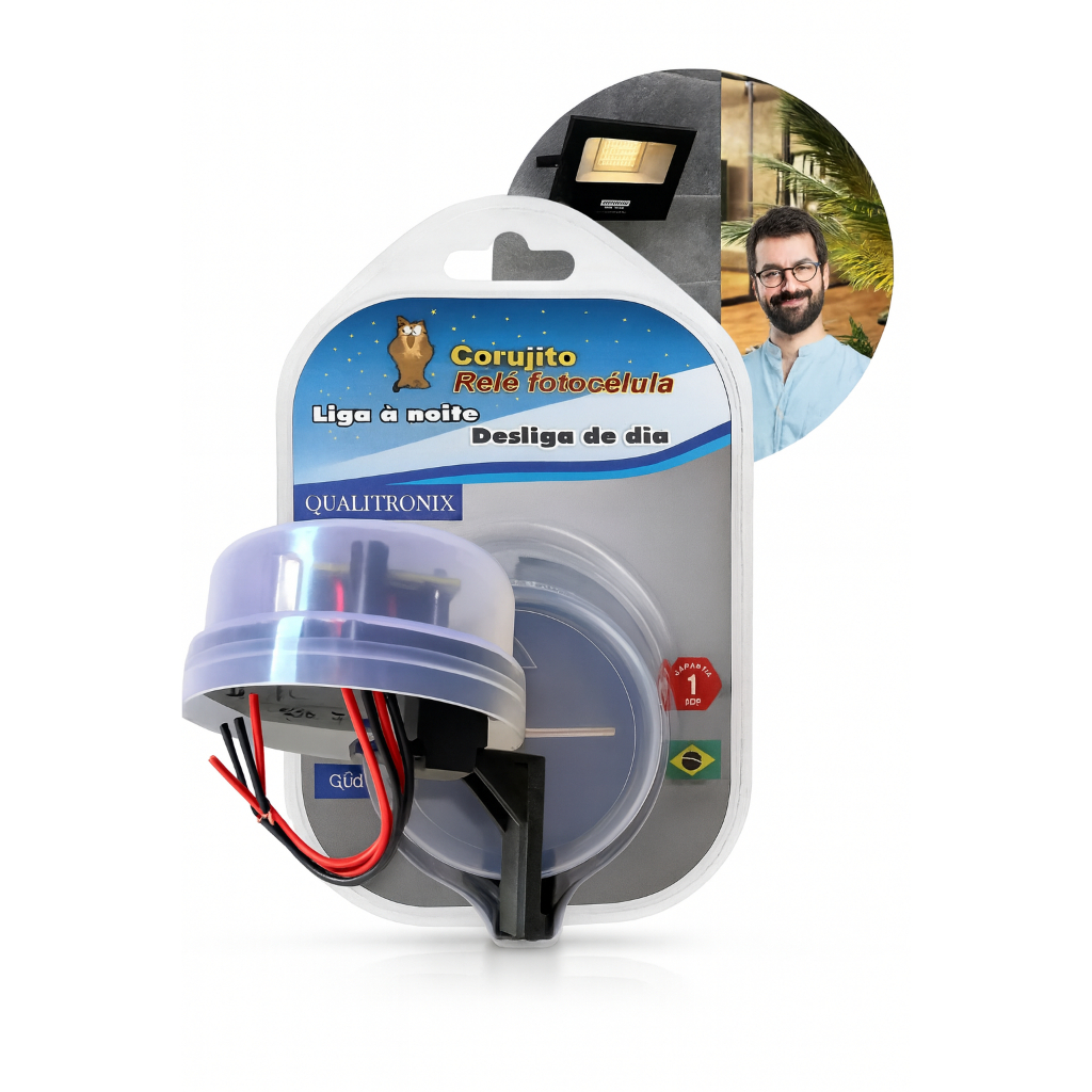 Relé Fotocélula Corujito Fácil Bivolt Automático Noturno Com Suporte/base Bivolt Qualitronix QR51
