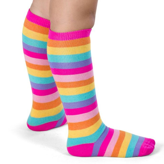 Meia Infantil Menina Galochita 3/4 Algodão Cano Longo Colorida Listrada Estampada Feminina em Oferta na Shopee