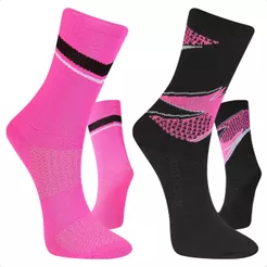 Kit 2 Pares Meia Feminina Poliamida Ciclismo Corrida Performance Treino Esportiva Compressão