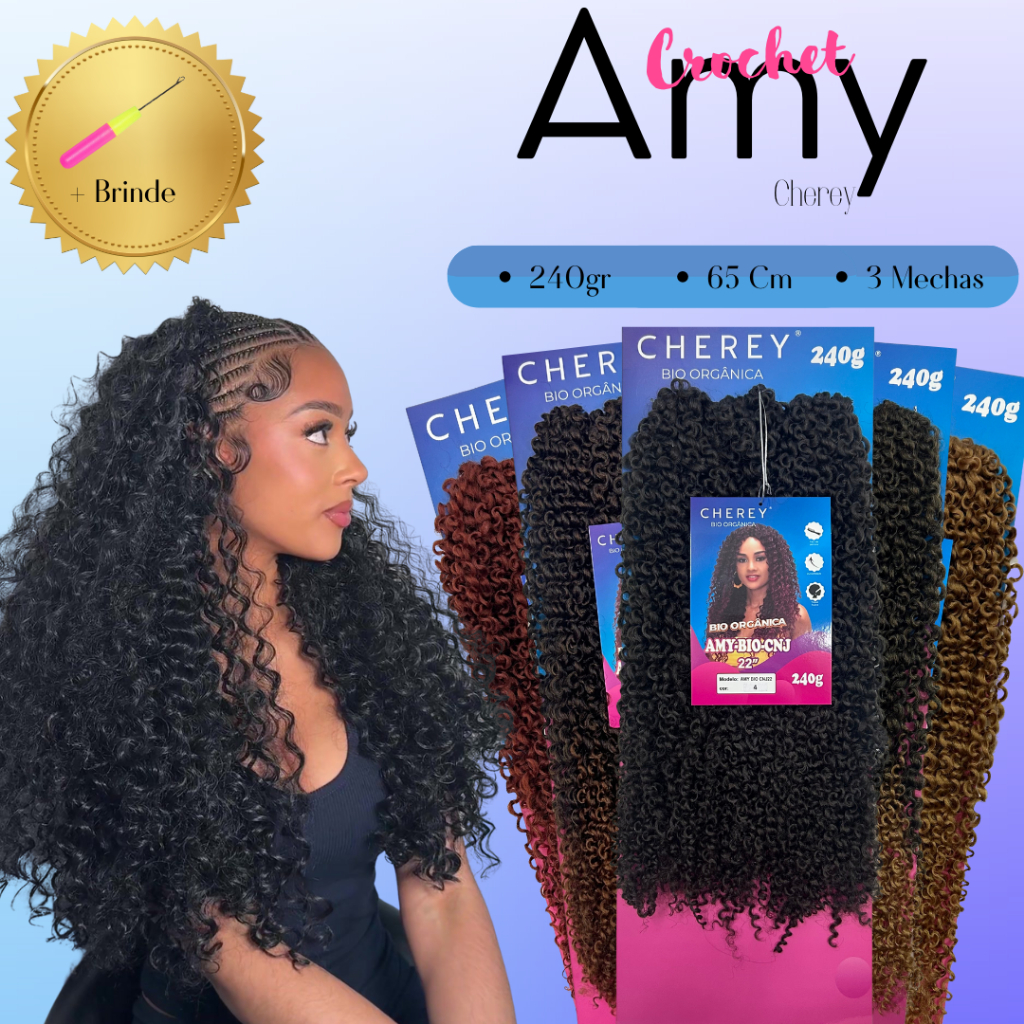 Cabelo Cacheado Crochet Braid 65 Cm Bio Orgânico Amy 240gr + Agulha em Oferta na Shopee
